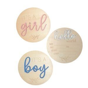 Baby Announcement Wooden Discs Set